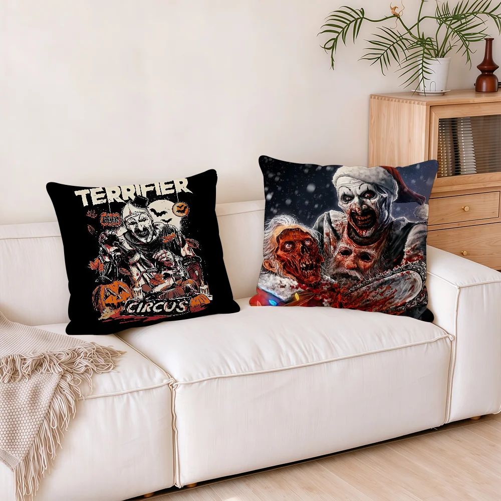 Classic Horror Art Terrifier cushion cover Square Office Bedroom Headboard Sofa Living Room Backrest Cushions Sleeping