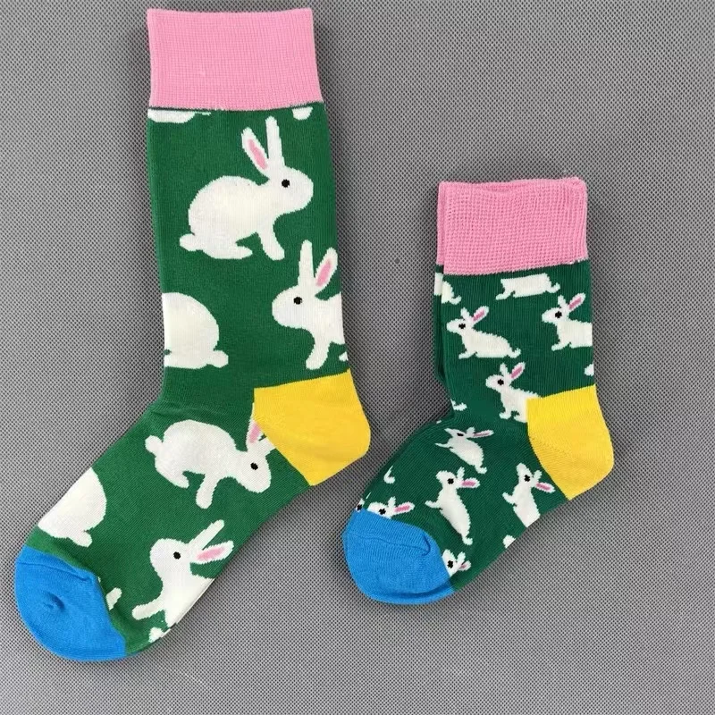 Chaussettes en coton pur parent-enfant, chaussettes pour mère et enfants, chaussettes pour garçons et filles, chaussettes pour bébé, les mêmes quatre saisons