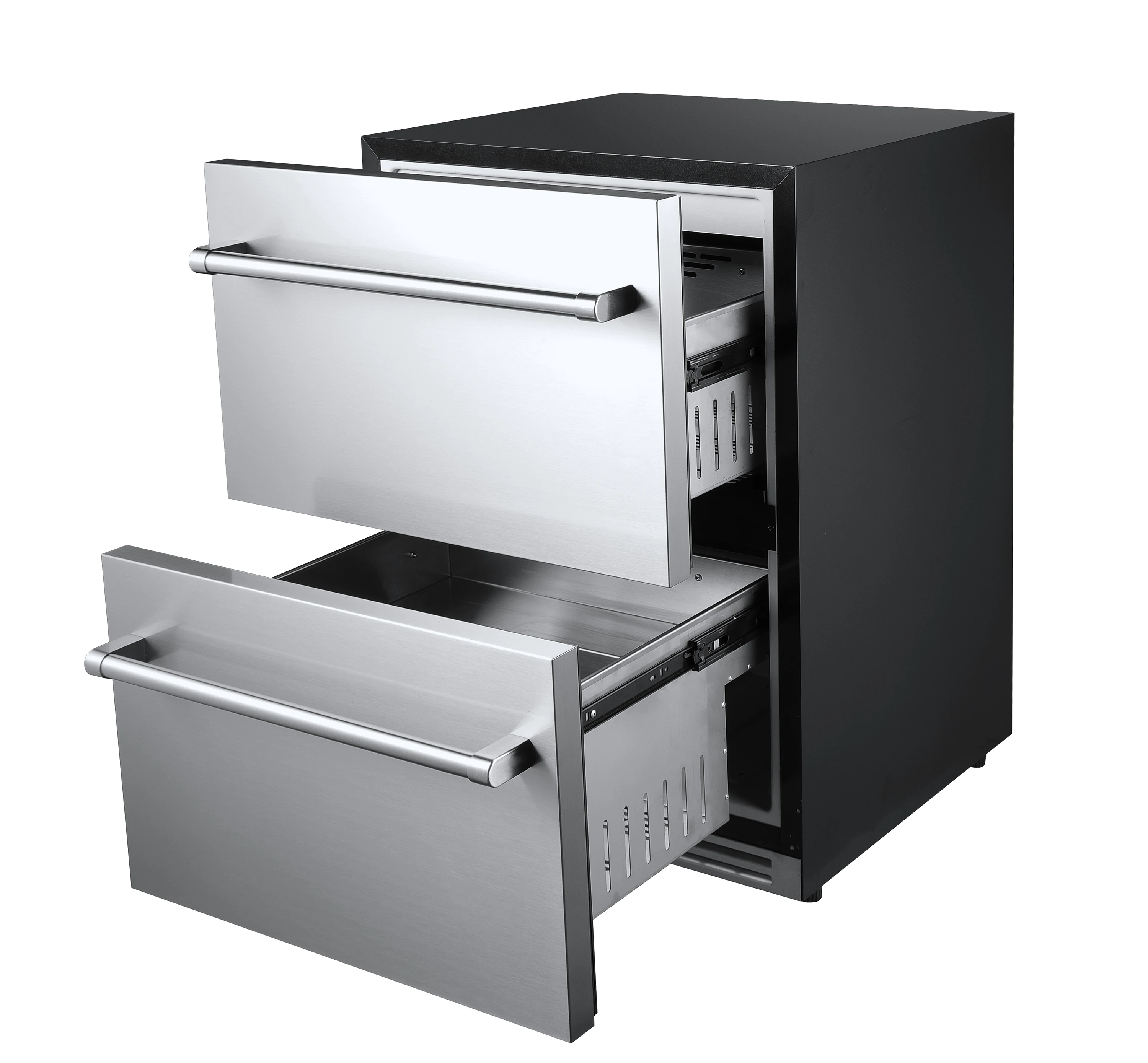 Stainless Steel Wto Drawers Under Counter Cooler Beverage Refrigerator