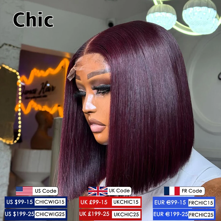 200gm بوب شعر مستعار 100% شعر الإنسان الخام عذراء قصيرة غلويليس 5x5 ريال HD الدانتيل إغلاق الباروكات مزدوجة تعادل # 99j الباروكات الملونة ارتداء والذهاب #1