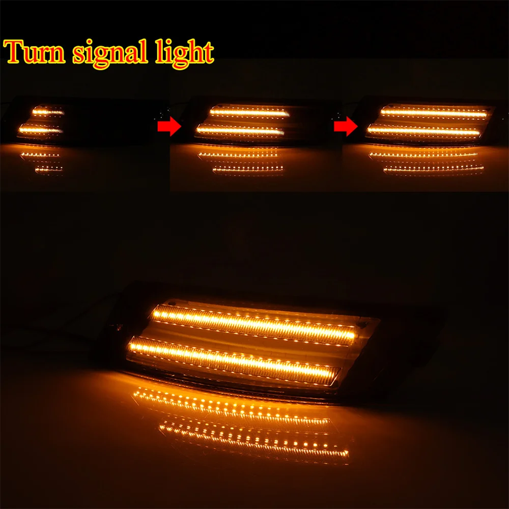 For Jeep Liberty 2005-2007 Car Front Bumper Corner LED Lights White DRL/Parking Lights & Sequential Amber Turn Signal Lights 12V