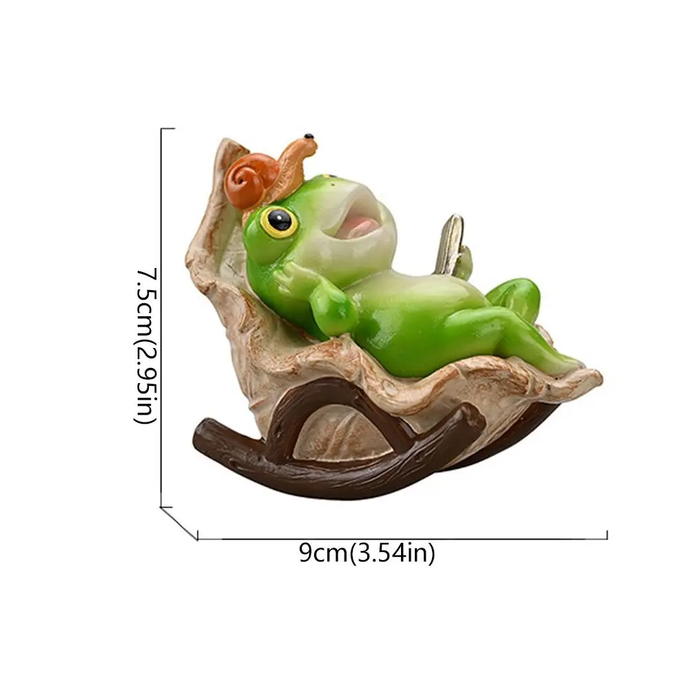 Durable Cute Frog Rocking Chair Funny Resin Material Frog Potted Plant Figurine Handmade Frog Desktop Decoration Landscaping