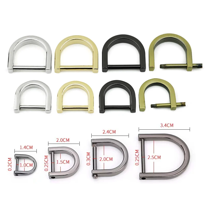 2/5Pcs Metal Detachable Open Screw D Ring Buckle Shackle Clasp For Leather Craft Bag Strap Belt Handle Shoulder Webbing 10-38mm