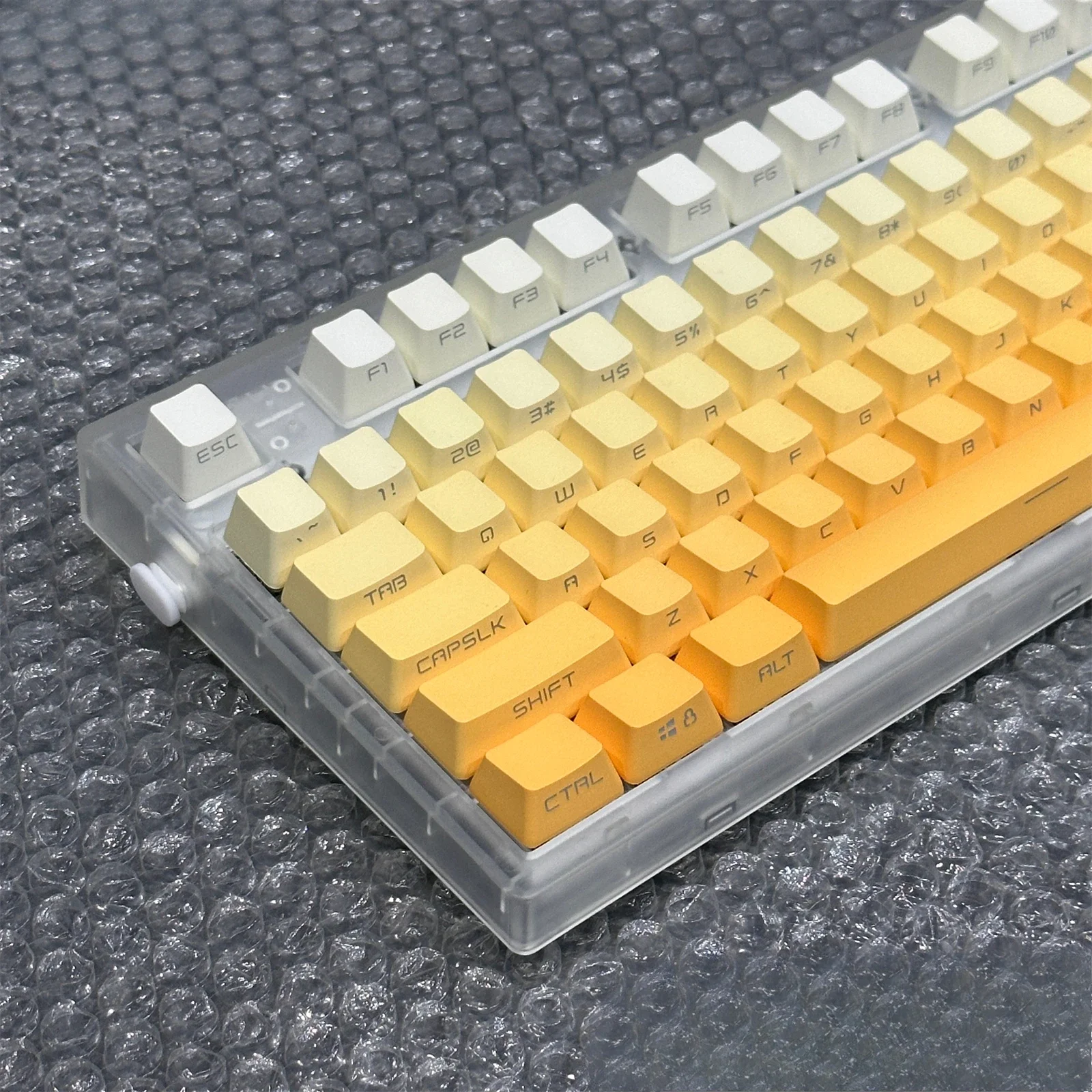 Grüne und orangefarbene Tastenkappe, transparente PBT-Seitengravur, OEM, einfacher allmählicher Wechsel, 75/98/99/104 mechanische Tastatur