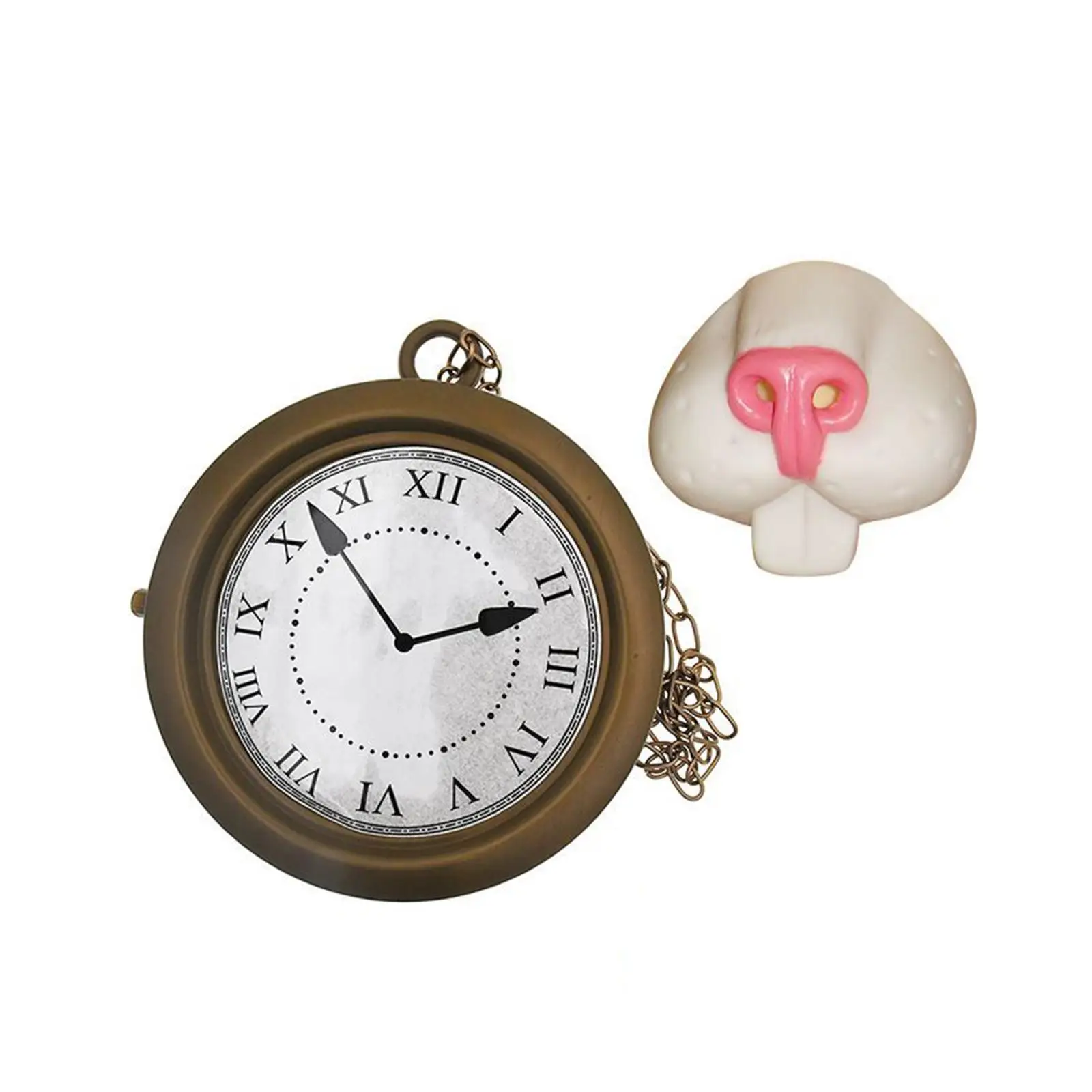 นาฬิกาพกแบบสร้อยคอ ชุดแฟนซี อุปกรณ์เสริมชุดฮาโลวีน อุปกรณ์ประกอบฉากจมูกกระต่าย สำหรับผู้หญิง ผู้ชาย งานพาเหรด ปาร์ตี้ธีมวันเดอร์แลนด์