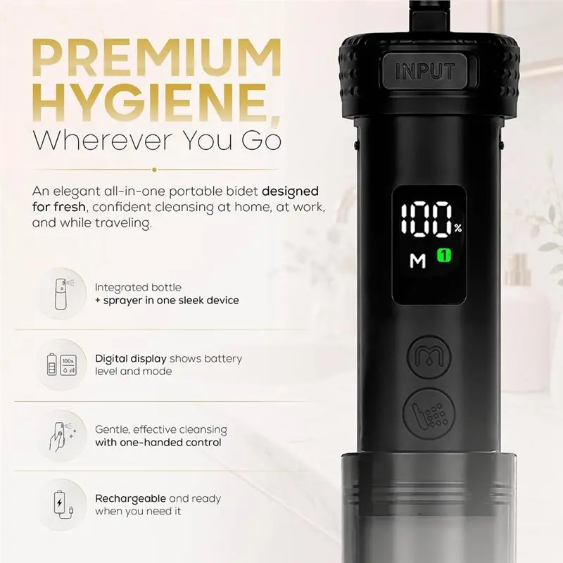 ABLN-Portable Rechargeable Bidet For Travel Electric Waterproof Handheld Travel Bidet Sprayer, Personal Hygiene Cleaner