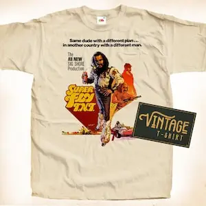 Super Fly T.N.T T shirt Tee Natural Vintage Cotton Movie Poster Beige All Sizes