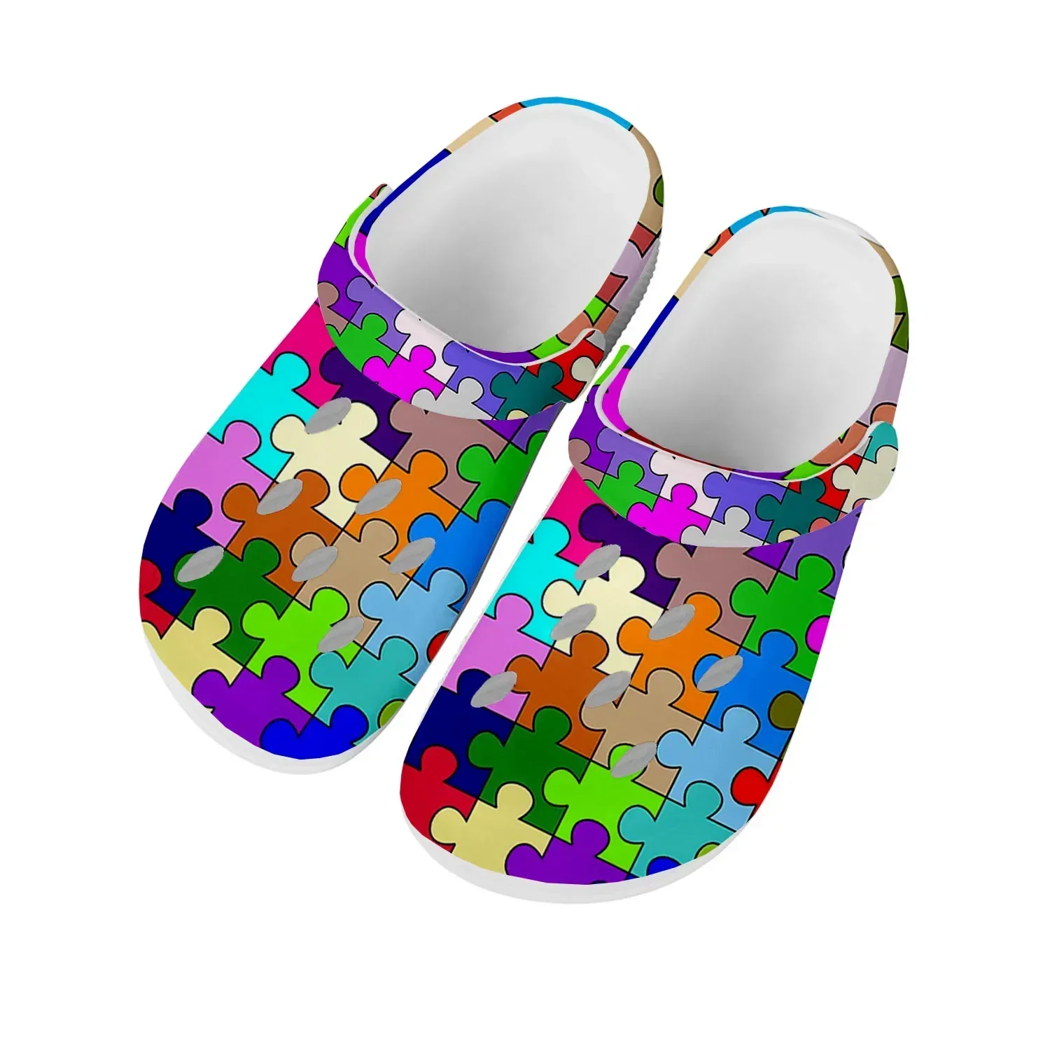 

Puzzle Printing Hot Pop Home Clogs Custom Water Shoes Mens Womens Teenager Shoe Garden Clog Breathable Beach Hole Slippers White