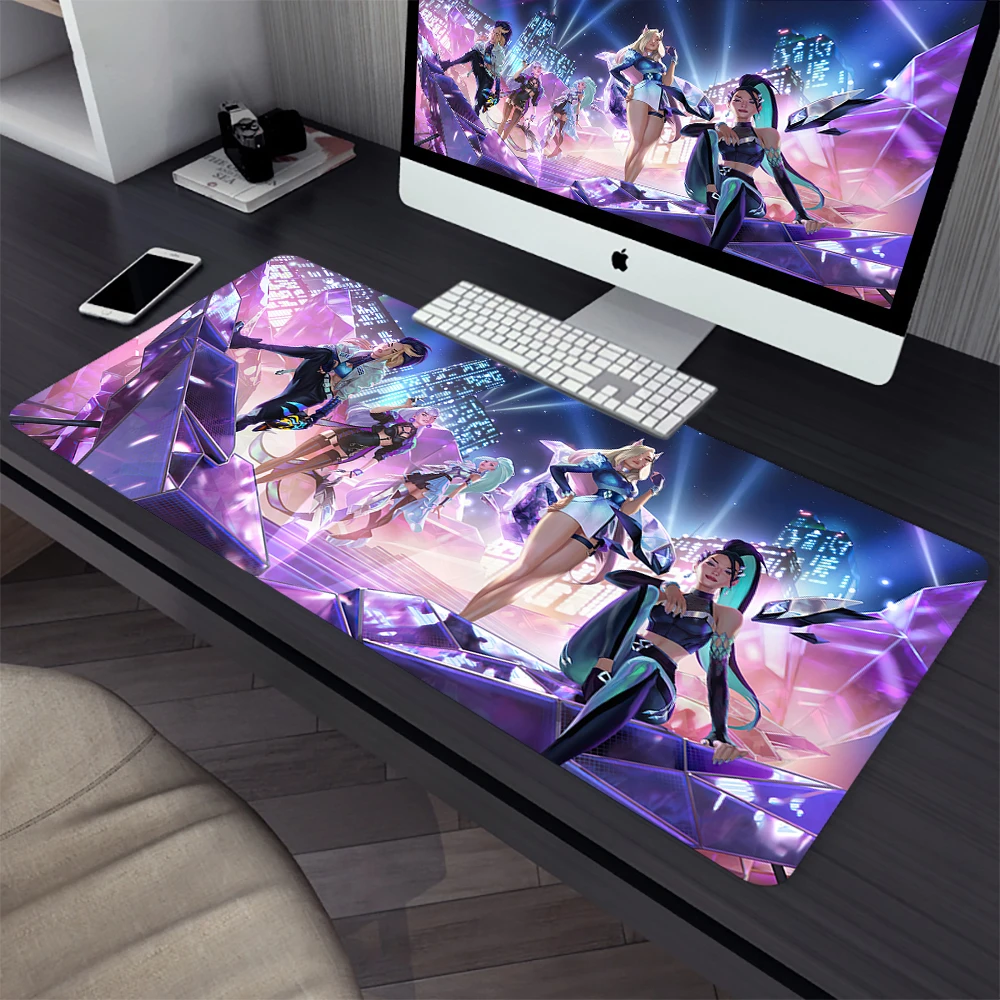 Tapis de souris League of ATIONS End Seraphine, grand tapis de jeu, ordinateur, sous-souris, PC Gamer, ordinateur portable, clavier de bureau, polymères, média