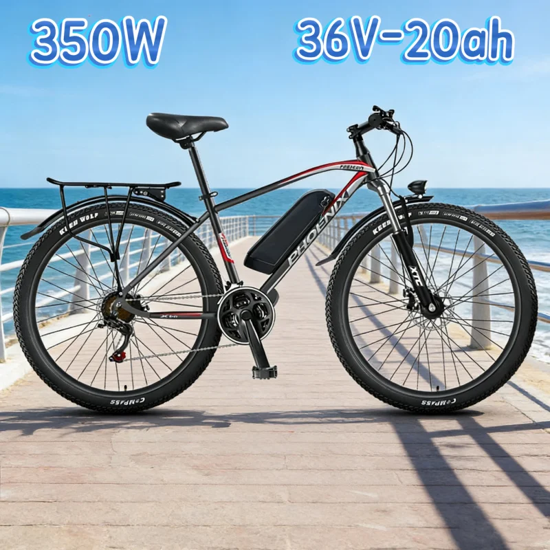 

Электровелосипед с рамой из высокоуглеродистой стали, 26-дюймовые колеса, 350W, 36V, 20AH аккумулятор, комфортный электрический велосипед для взрослых с амортизацией.