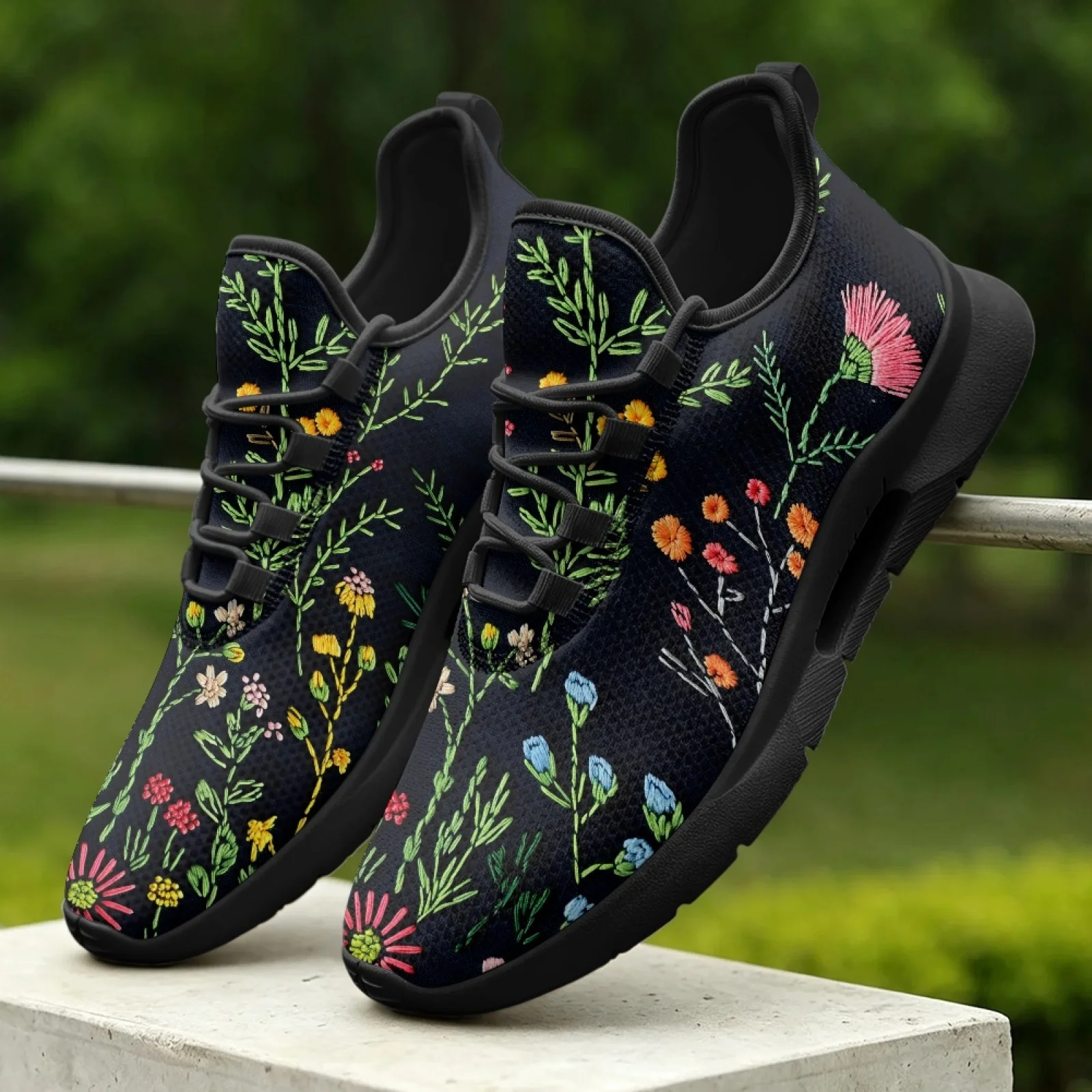 XIXIRIMIDO Women's Lace-up Casual Shoe Nurse Shoes Women's Sandals Sports Men's Sneakers and Casual Shoes Tenis Feminino Flowers