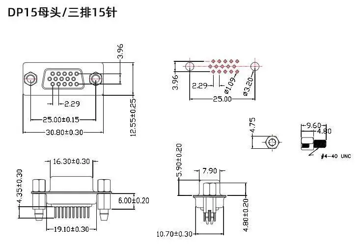2 Stück DP9 Pin Rivet Fishhook Typ DB9/15/25/37 Stecker und Buchse Gerade Lötplatte Serieller Anschluss RS232 COM – Detail 6