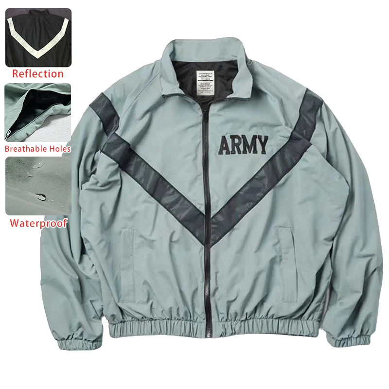 100% Nylon Men's Waterproof Reflective Thin Loose Jacket, Spring, Autumn and Winter Outdoor Sports Training Casual Windproof Jacket, Amekaji Retro Military Jacket
