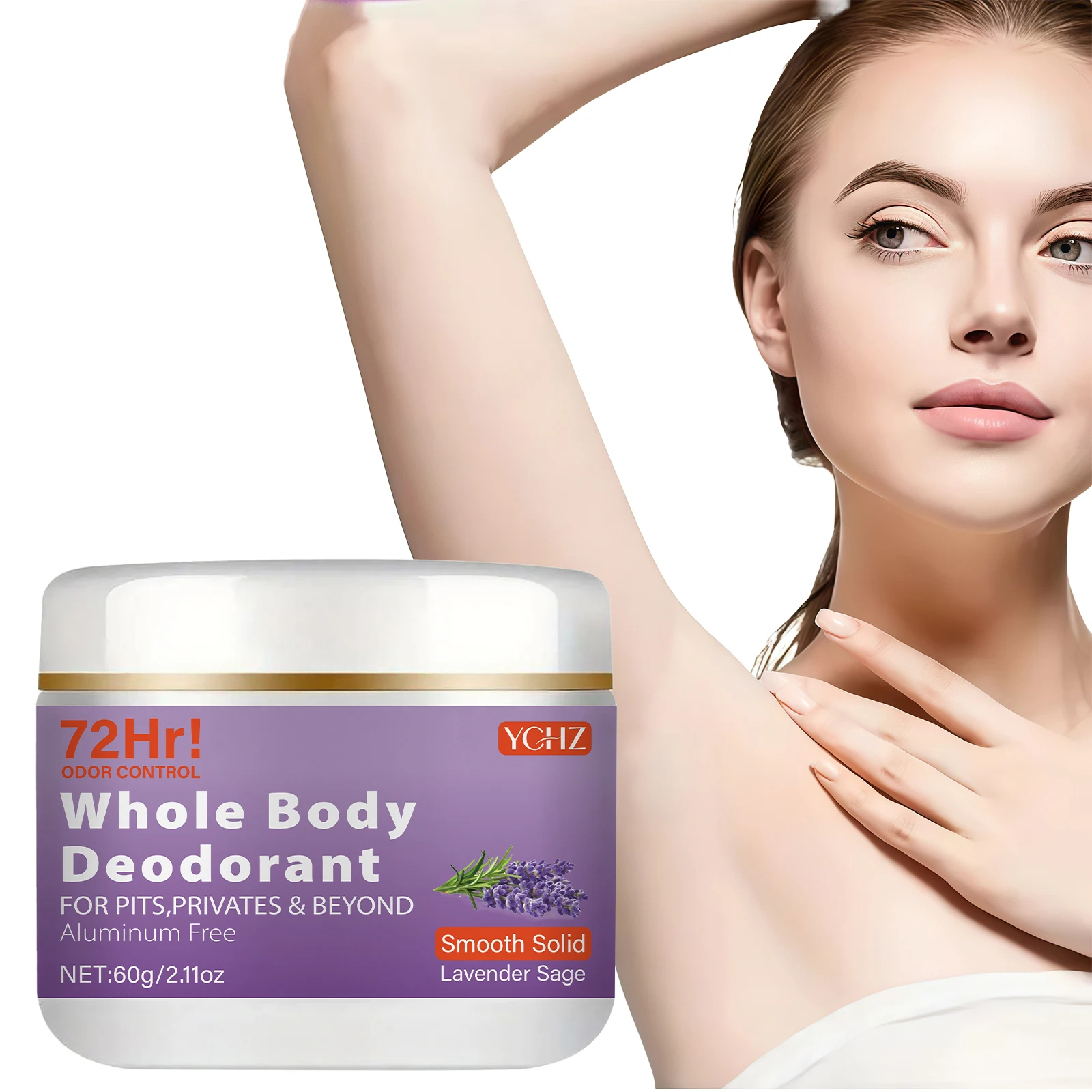 

Натуральная формула с лавандой и шалфеем, свежий и стойкий аромат, без алюминия, веганский дезодорант с эффектом защиты на 72 часа, подходит для подмышек, тела и интимных зон, эффективно устраняет стойкие запахи.