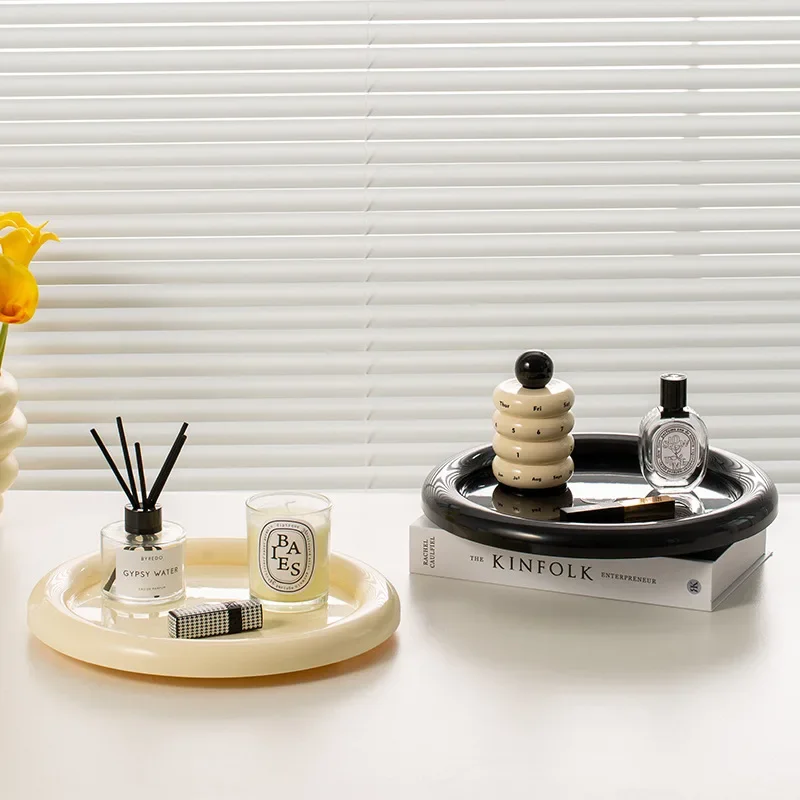 Nordic Wind Rotatable Tray Aromatherapy Small Object Tray Living Room Sundries Desktop Storage Tray Storage Table Decoration