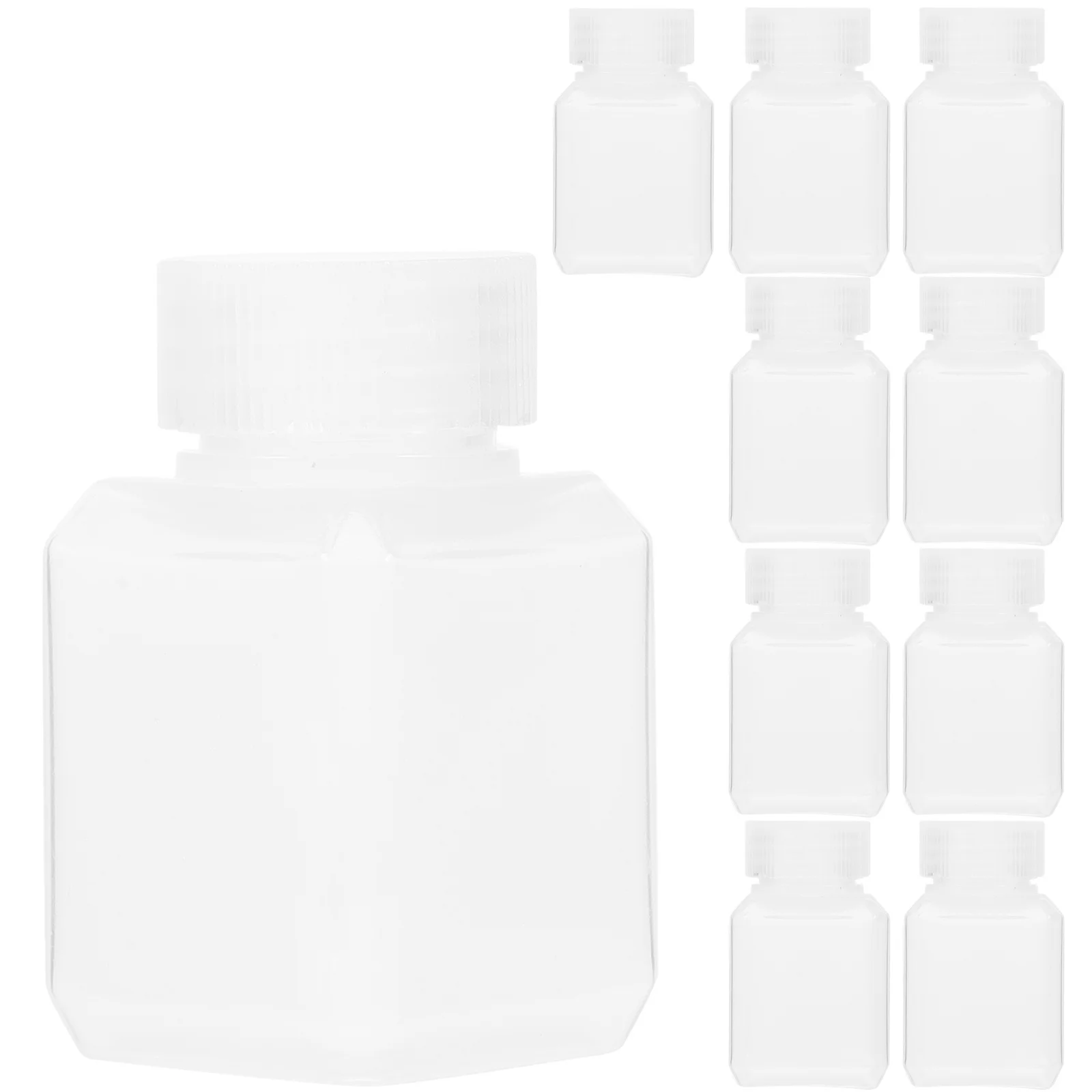 10Pcs Thick Sealed Plastic Bottles Small Square Liquid Storage Container 30Ml Sample Dispensing Containers Bottle