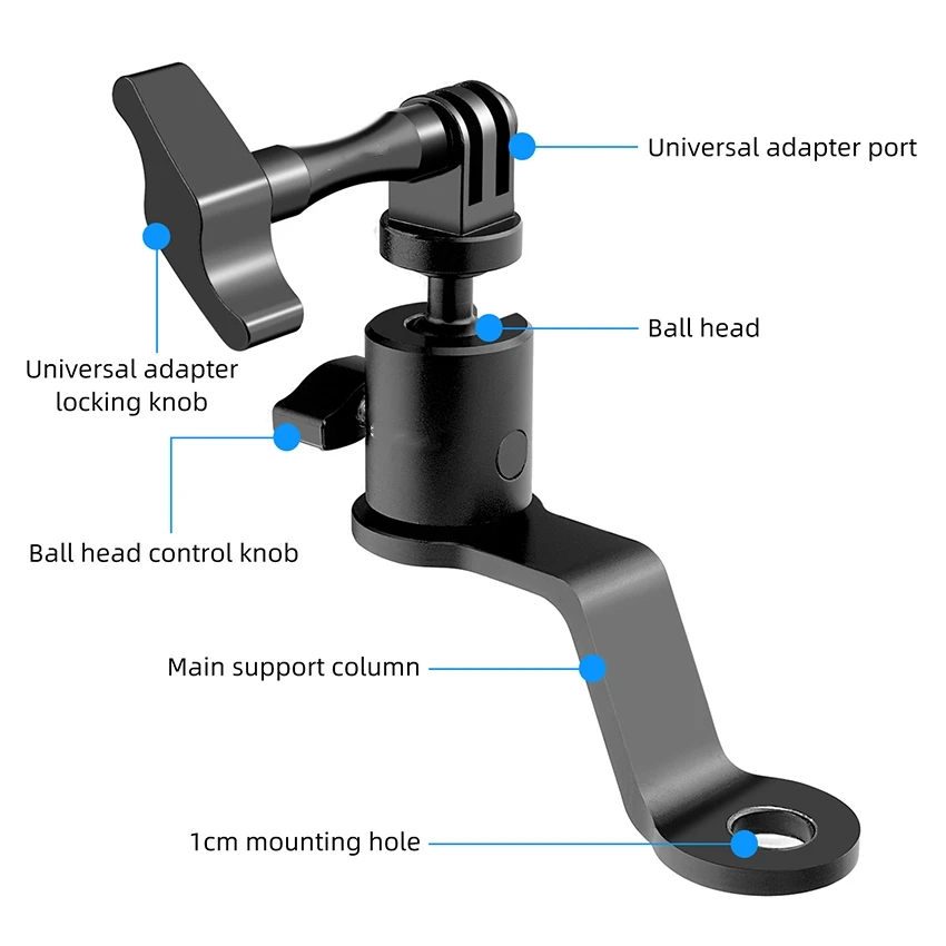 للدراجات النارية/الدراجات مرآة الرؤية الخلفية عمل منصب الكاميرا قوس سبائك الألومنيوم ركوب اطلاق النار الملحقات #5