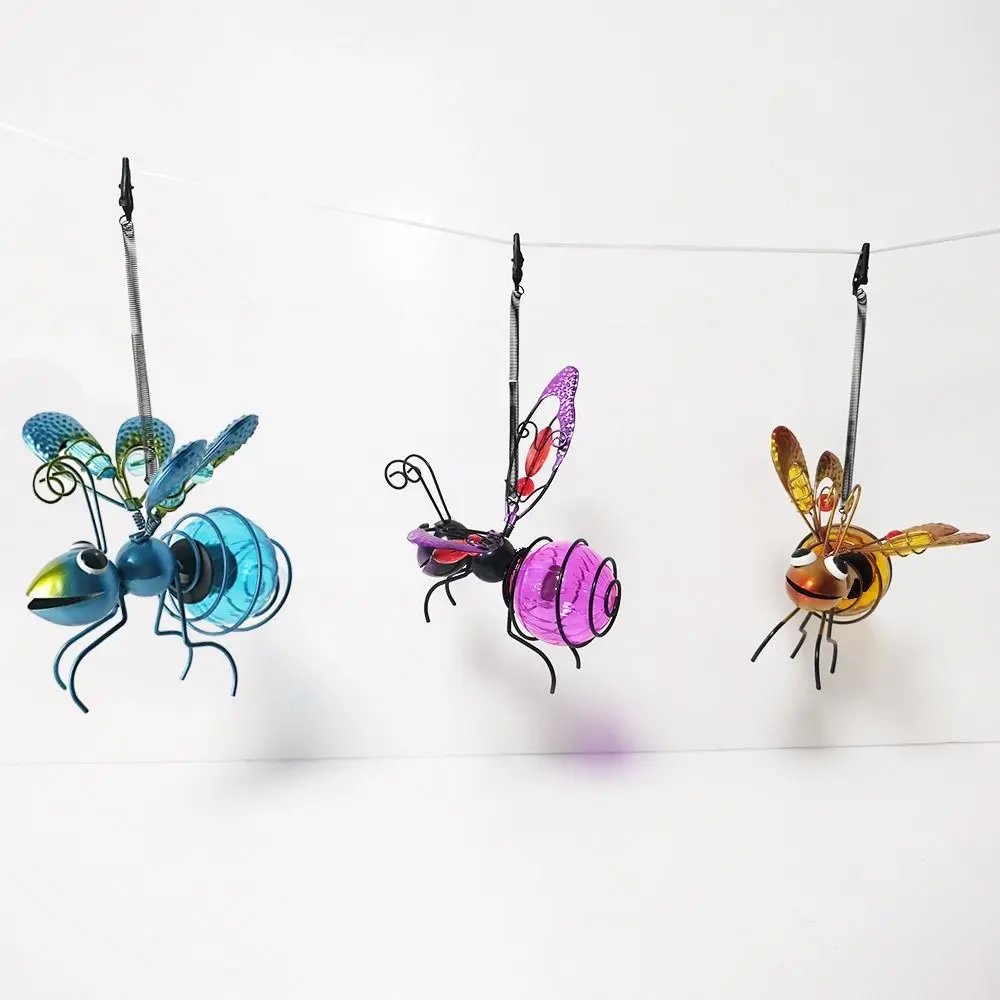 Creative Solar Iron Insect Statue 3D Simulation Iron Art Solar Powered Insect Lamp Metal Waterproof Solar Bee Lights