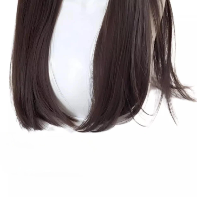 شعر مستعار نسائي يومي بنمط لوليتا بني داكن، شعر مستعار طويل مفرود مموج، مسامي وغير خانق #5