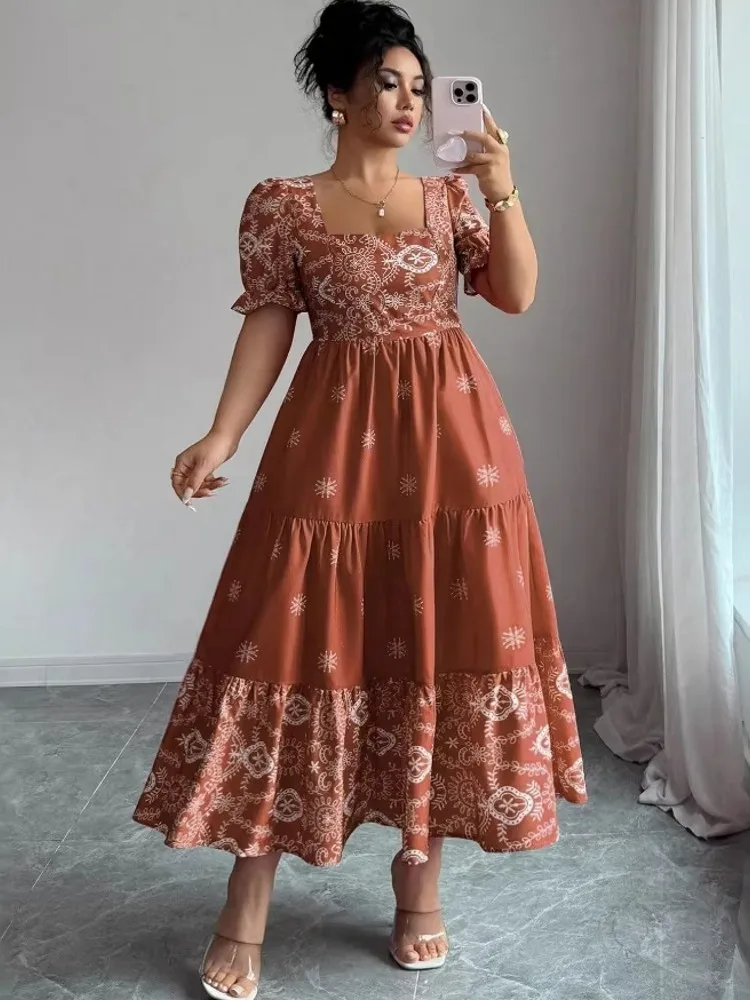 

L-4XL Plus Size Clothes Dresses Women Robes Spring Summer Short Sleeve Street Style Casual 3XL 4XL Big Size Maxi Dress Oversized