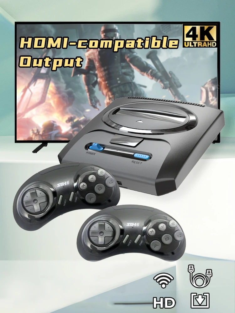 VILCORN-consola de juegos Retro inalámbrica para Sega Mega Drive, controlador de palo de juego, compatible con 2 jugadores, regalo de Dendy Nes, envío directo
