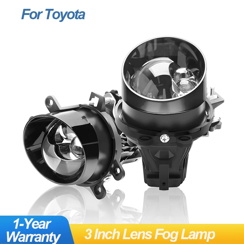 

A Pair Car Bi LED Projector Lens Fog Light 16V 100W 6000K 15773LUX Double Direct Hi/Lo Beam Fog Lamp For Toyota Camry Corolla