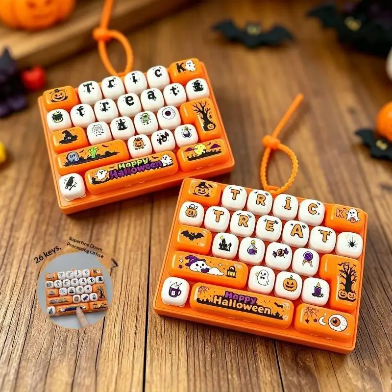 Stress Relief Simulation Keyboard Cute 26 Grids Keychain Animal Diary Desktop Decoration Student Bag Ornament Toy Creative Gift