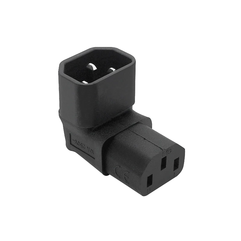 1pc 10A 3 Pin IEC Connector Down UP 90 Angled IEC 320 C14 Male To C13 Female Power Adapter AC Plug For LCD LED Wall Mount TV