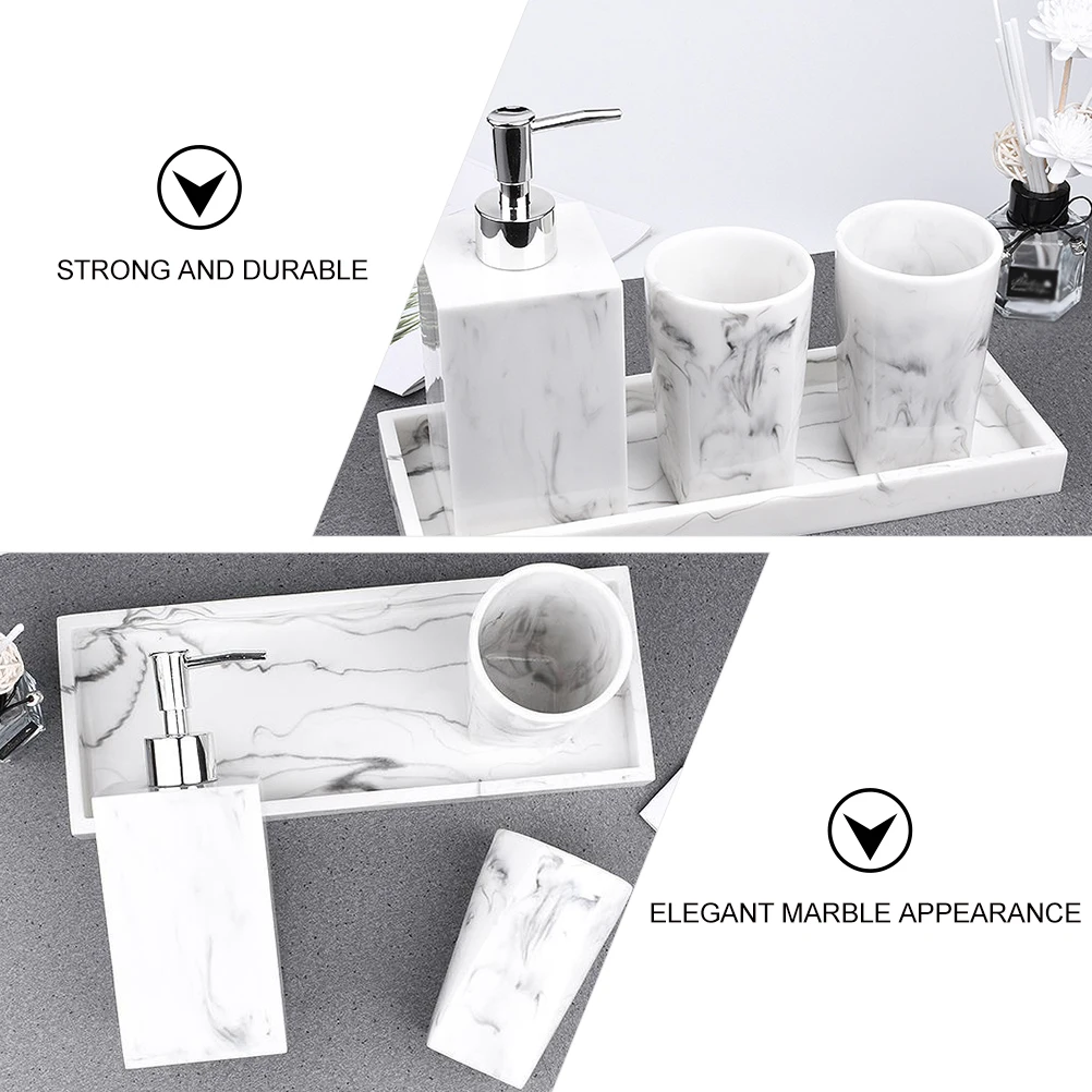 

Marble Washing Set Bathroom Tray Soap Dispenser Holder Four Piece Kitchen Black