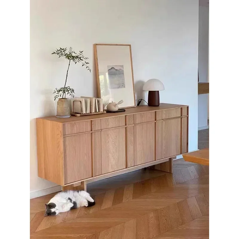 Japanese solid wood sideboard, modern simple cupboard, vintage storage cabinet, ash chest of drawers, living room pantry