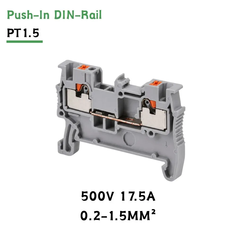 10PCS PT1.5 Push-in Wire Connector 1.5mm² Tool-Free DIN Rail Terminal Block Electrical Connector