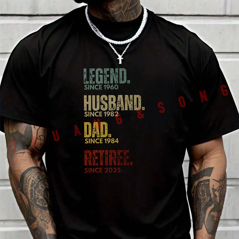

Men's Women Summer T-shirt Funny Legend RetiredTee Loose Short Sleeved Casual Basic TShirt Round Unisex Tops