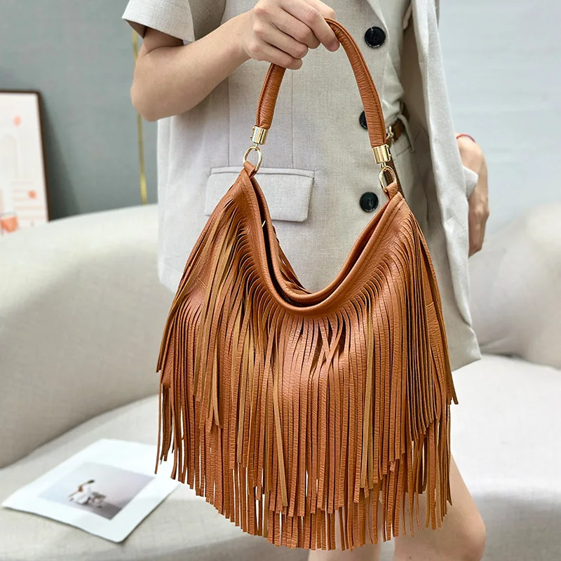 

Новое поступление в Европе и Америке 2025 года, модная женская сумка с кисточками, большая вместительная подвесная сумка для бороды