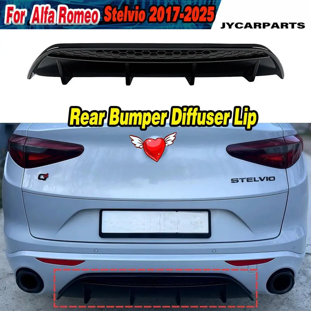 Car Rear Bumper Diffuser Lip Lower Spoiler Splitter Protector For Alfa Romeo Stelvio 2017-2025 Exterior Modification Body Kit