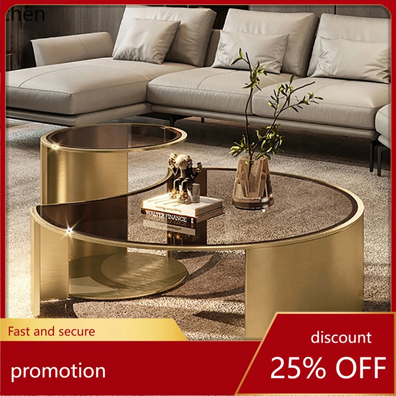 

YFY Modern Minimalist Glass Coffee Table Small Apartment Home Living Room High and Low Combination Tea Table