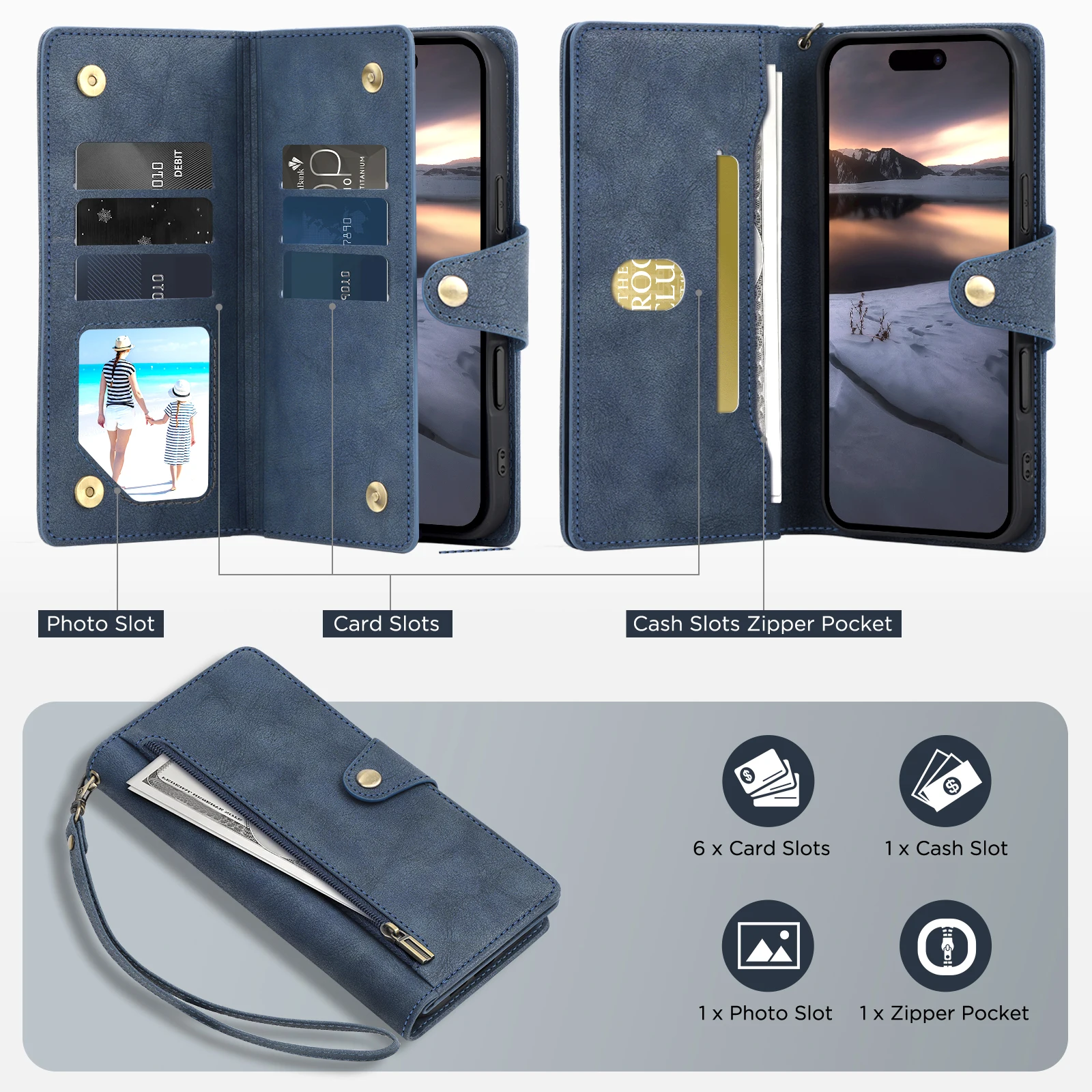 Wallet Multi-card Zipper Kickstand Magnetic Flip Leather Case For One Plus Nord N300 200 100 10 10Pro 9 8 7 7T Pro