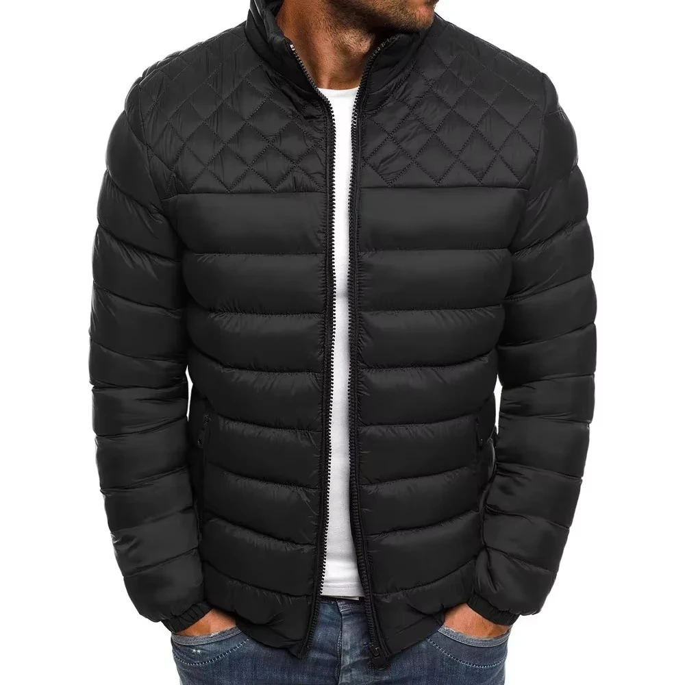 Men's fashion winter high-end jacket solid color zipper thick skiing street wear casual diamond zipper warm boutique down jacket