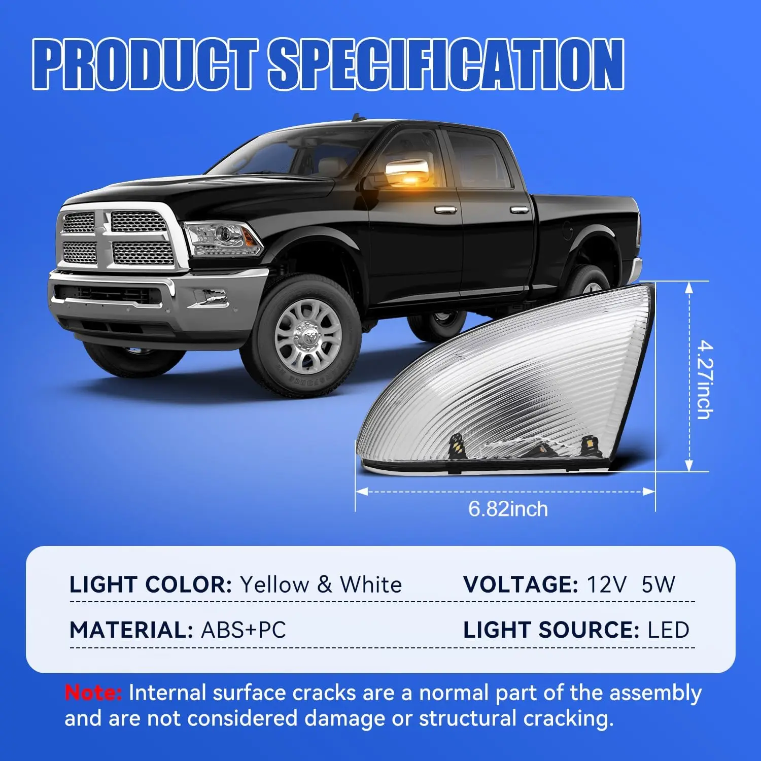 For Dodge Ram 1500 2009-2018&Dodge Ram 2500 2010-2018 Left Right Rearview Mirror Led Turn Signal Lights Side Marker Puddle Lamp view 5
