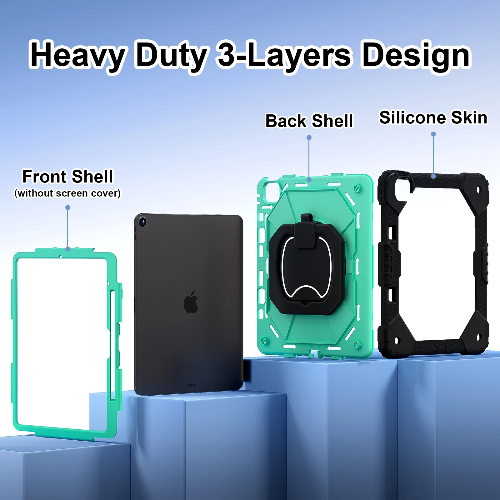 Imagem -03 - Proteção Heavy Duty para Ipad Air 13 360 ° Rotating Grip Cover 180 Suporte Ajustável Alças de Ombro 13 2024 Case de