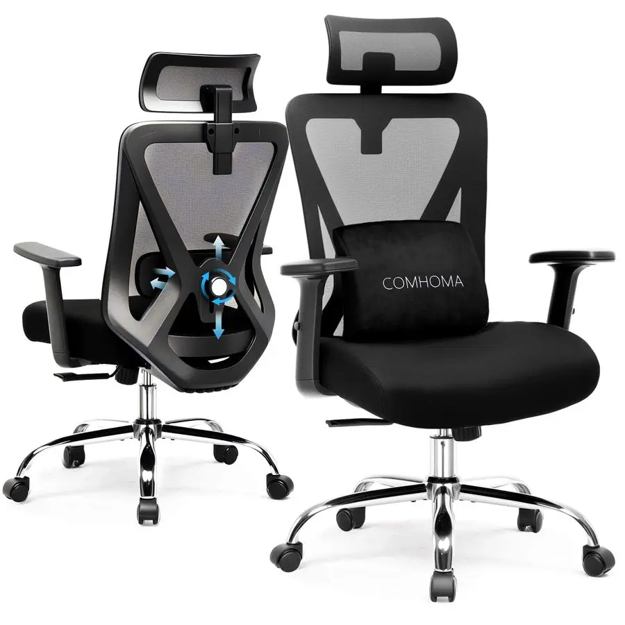 

Office Chair Ergonomic Big and Tall Gaming Chair 350 LBS with 3D Adaptive Lumbar Support amp Headrest, High Back Swivel Mesh De
