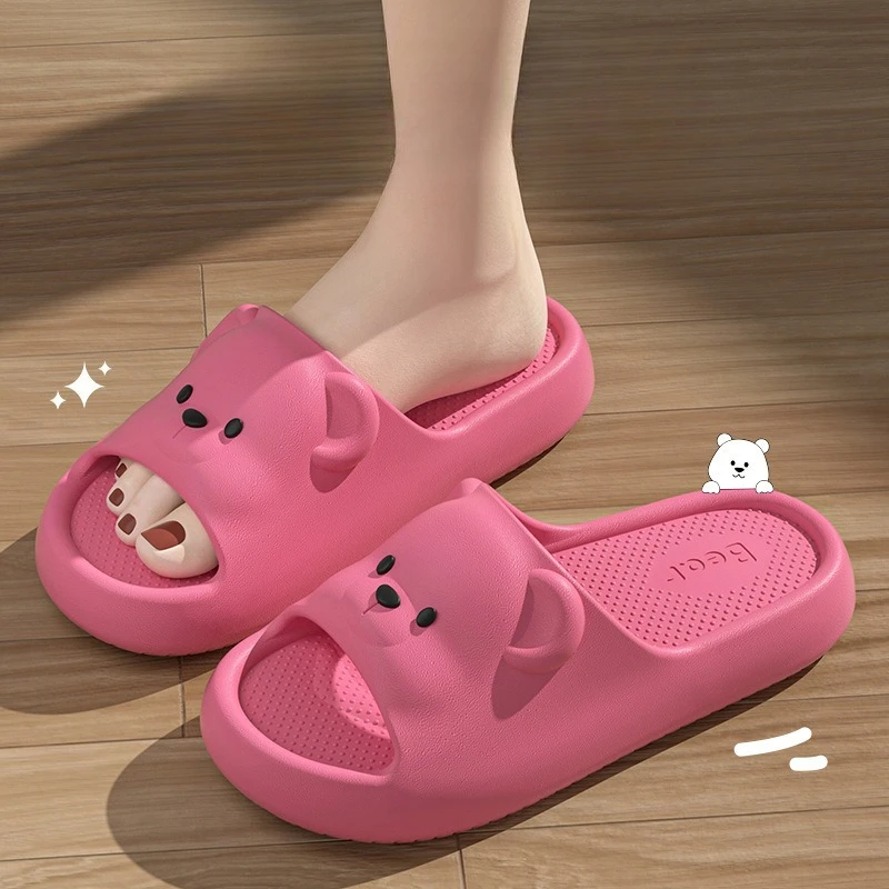 لطيف الكرتون الدب شبشب منزل للنساء 2025 جديد خفيفة الوزن لينة إيفا الشرائح امرأة الراحة المنزل الحمام عدم الانزلاق النعال