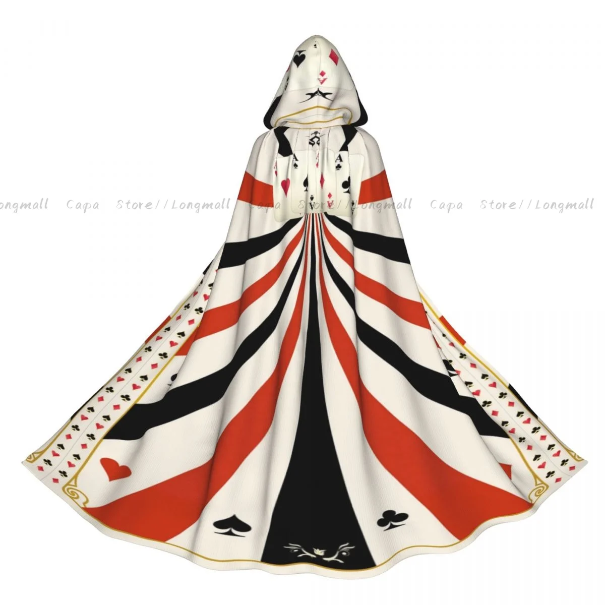 الساحرة عباءة الآس من الماس أوراق اللعب قلوب البستوني نوادي زي الهالوين التأثيري للجنسين الكبار عباءة الرجعية العصور الرأس #2