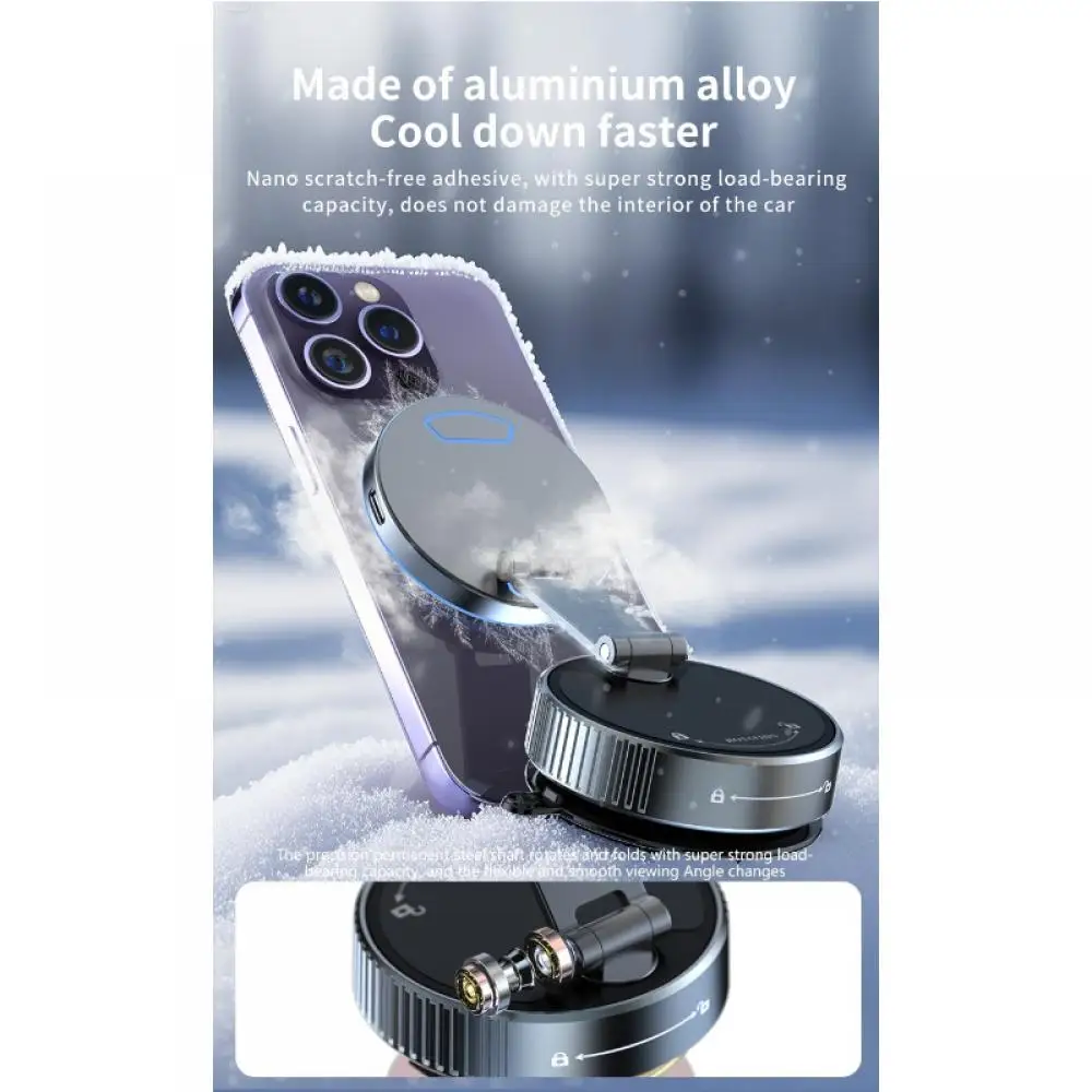 15W Kabelloses Ladegerät 360 Grad Drehbare Vakuum-Autohalterung Magnetische Autohalterung Vakuum-Handyhalterung für iPhone Samsung Xiaomi – Detail 11