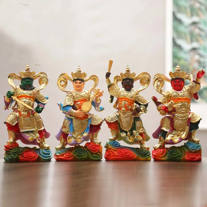 A set 4PCS HOME shrine Altar protection Buddhism SI DA TIAN WANG PU SA  Vajra Bodhisattva Gods Buddha statue Large 26cm