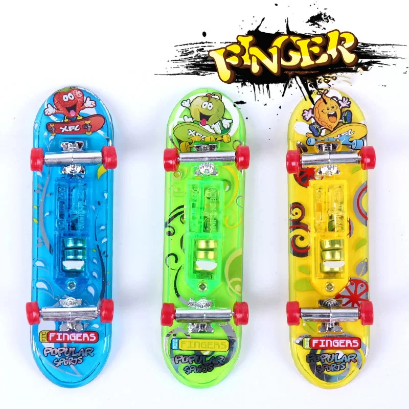 LED Light Mini Alloy Finger Skateboard Professional Finger Skateboard tastiera Scrub Finger Skateboard bambini giocattoli luminosi H23