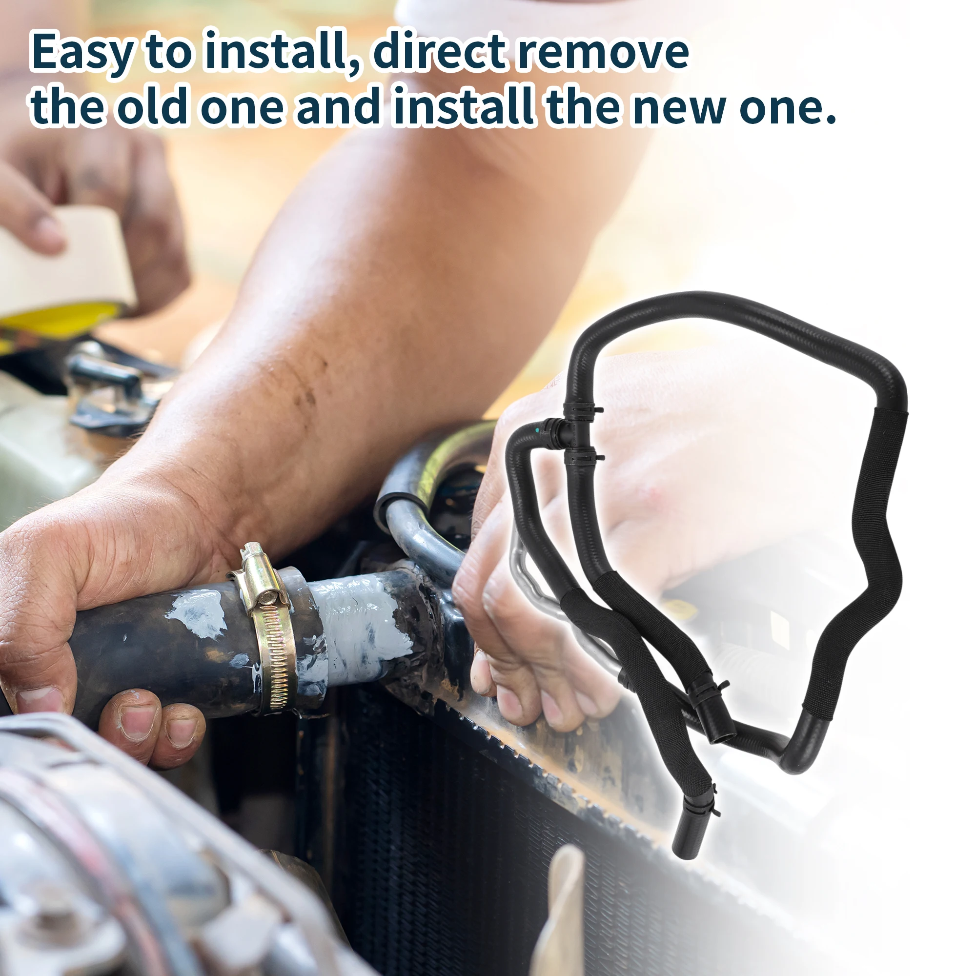 UXCELL ラジエーターホース ヒーターホース No.LR013693 ランドローバー用 ラバーアイアン 冷却液パイプ ブラック シルバートーン