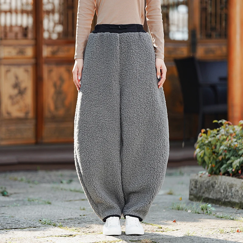 2025 Winter Men Double-Sided Fleece Pants Mens Leggings Plush Thick Pants Winter Men Warm Harlan Pants Men Lamb Fleece Trousers
