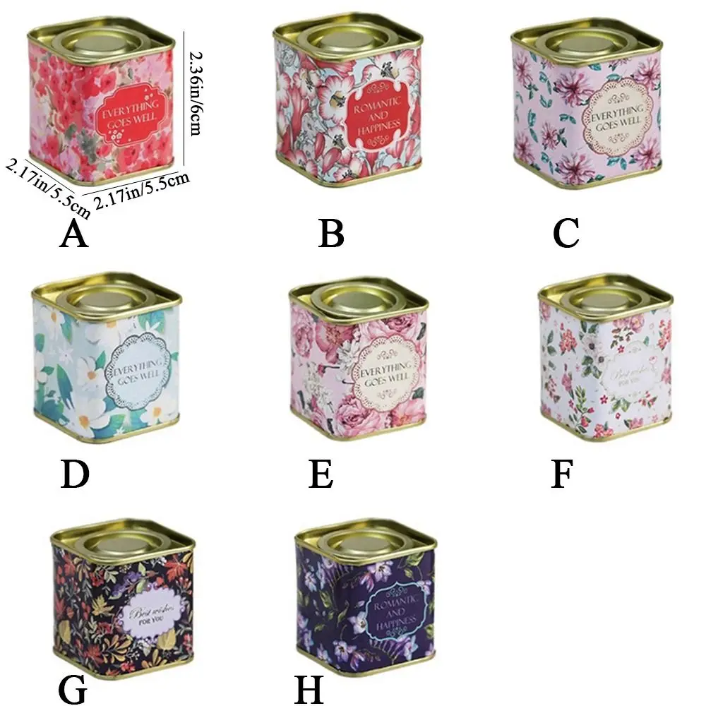 Decorative Tinplate Tea Tin Box Square Small Metal Tea Can Portable Sealed Sugar