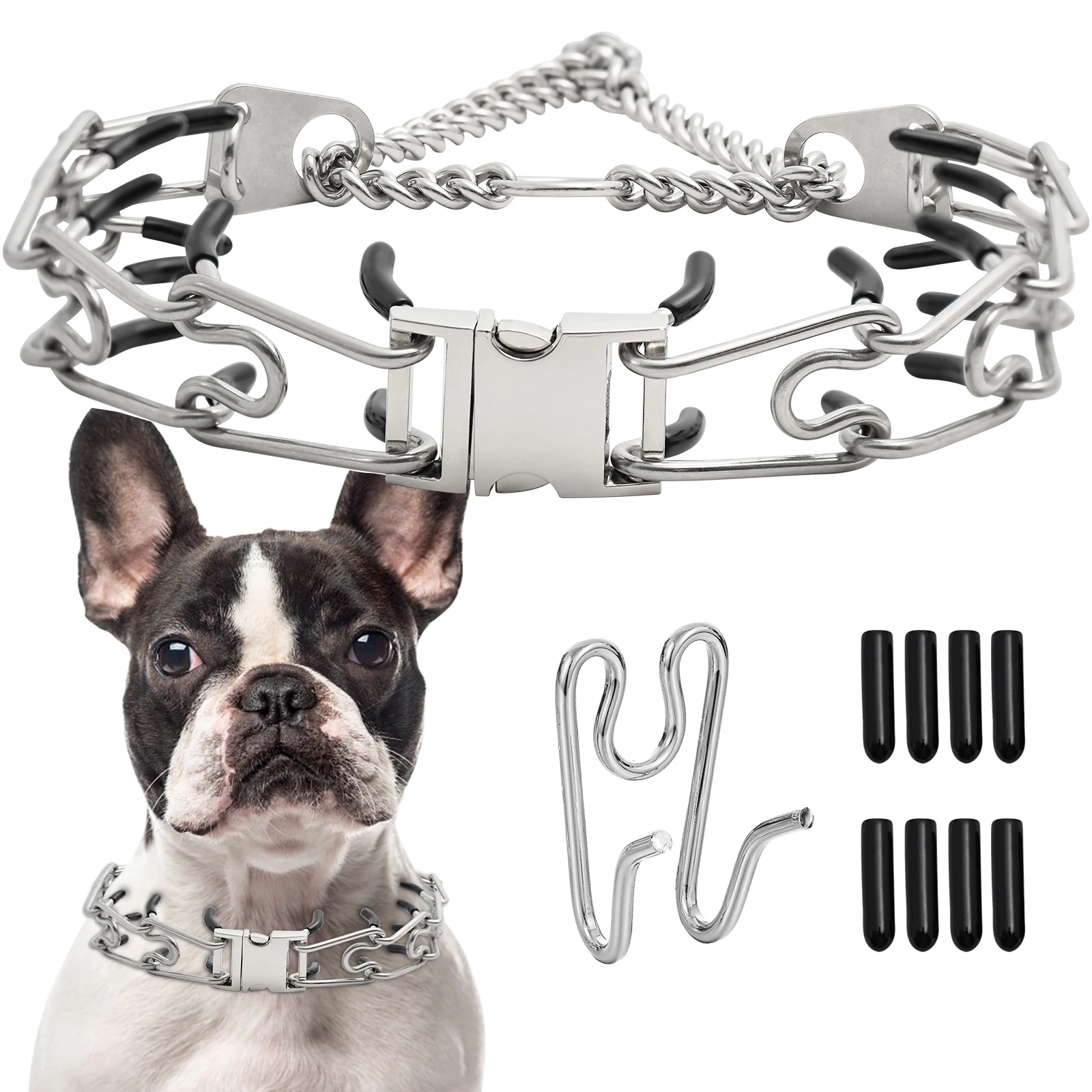 Prong Pinch Collar for Dogs 304 Stainless Steels Adjustable Training Collar with Quick Release Buckle Prong Dog Collar