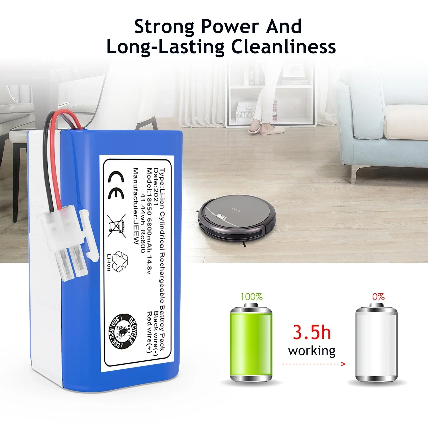 

Gutrend 14,8 В 9800 мАч литий-ионный аккумулятор 18650 для роботов-пылесосов аксессуар для умного дома перезаряжаемый 14,4 В стиль 220